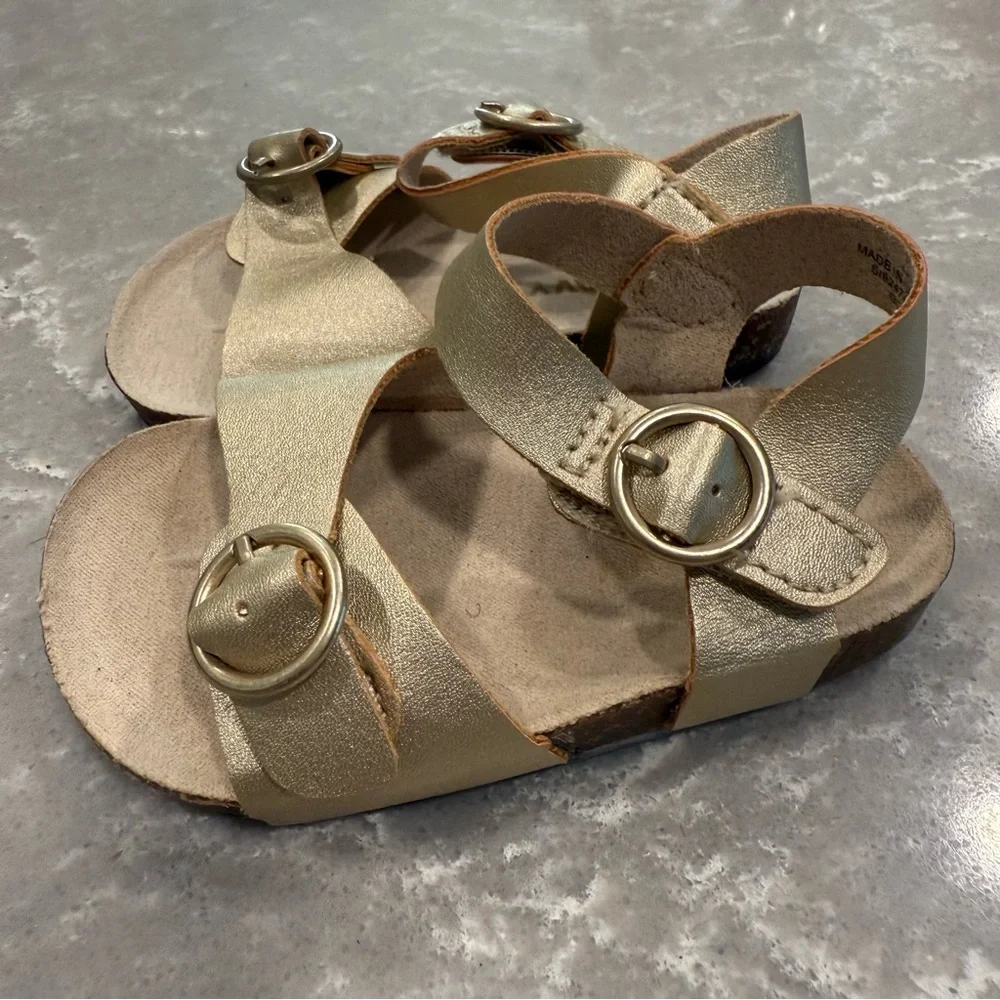 Old Navy Gold Metallic Buckle Slingback Sandals 6-12M EUC